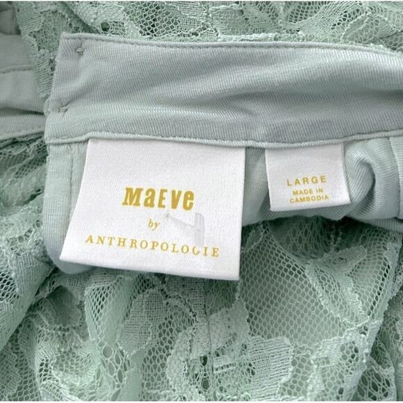 Anthropologie Maeve Flutter-Sleeve Mock-Neck Mini Dress Womens L Moss Mint Green - Picture 4 of 5